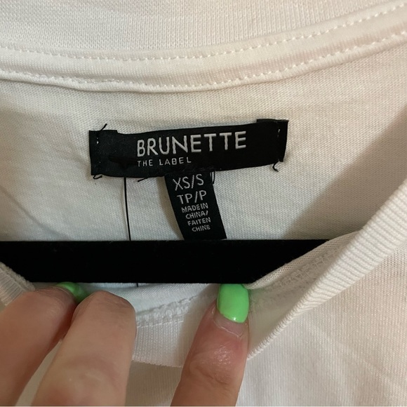 Brunette The Label “Blonde” Classic Crewneck Tee-Shirt, White & Black Size XS-S - Picture 6 of 8